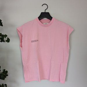 PANGAIA Unisex Organic Cotton Cropped Shoulder T-Shirt - Sakura Pink (w/ stain)